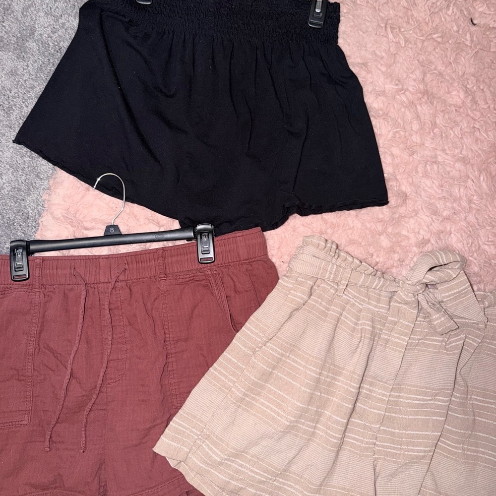 Set of Three Casual Shorts - Black, Red, and Tan